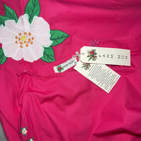 Famn Mon Dress Size XS Midi One Shoulder NWT Side Cut Out Floral Embroidered - Picture 3 of 10